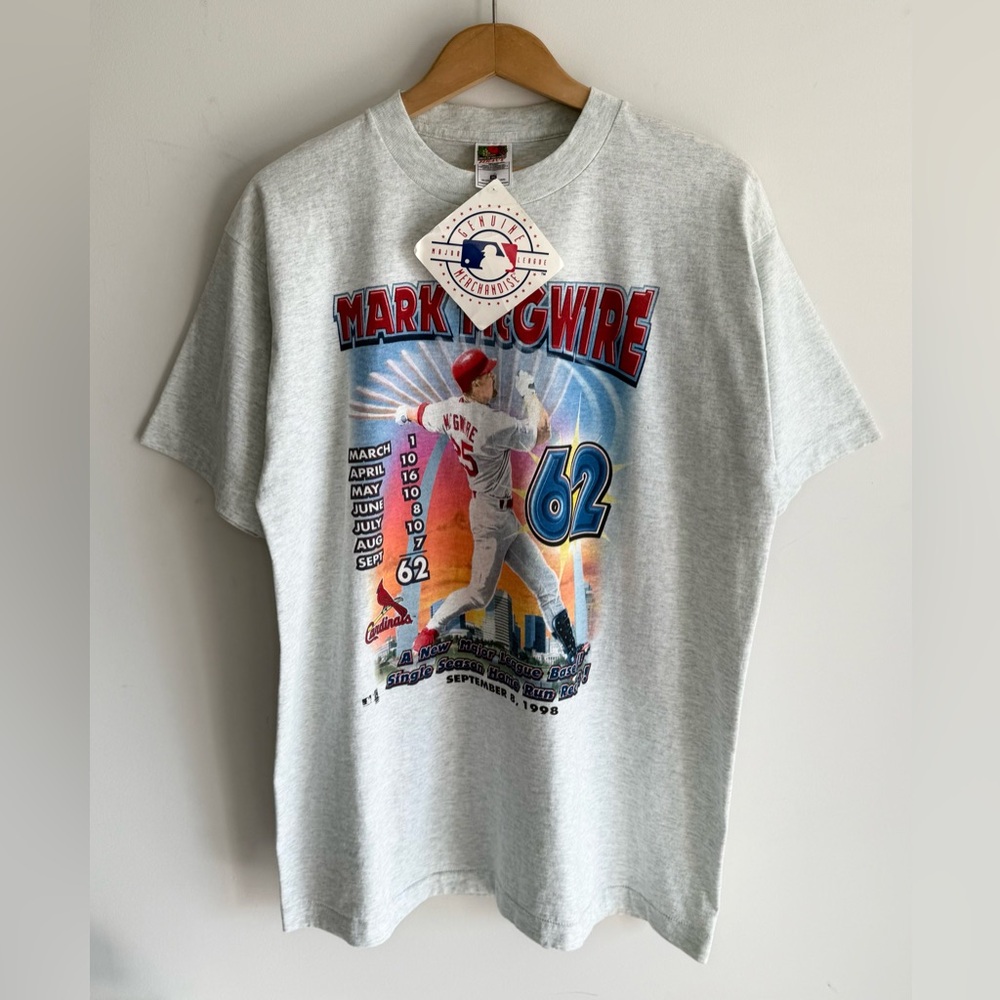 Vintage NWT Single Stitch Mark McGuire Home Run Record T-Shirt XL